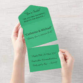 Uno Verde Minimalista Todo En Una Invitación De Boda