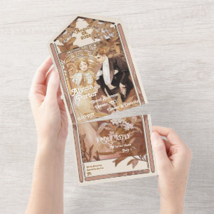 Uno Vintage Mucha Poster todo en una invitación de mat