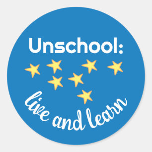 Unschool Live and Learn with Stars Pegatinas
