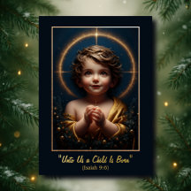 "Unto Nos ha Nacido un Niño" Tarjeta de Navidad co
