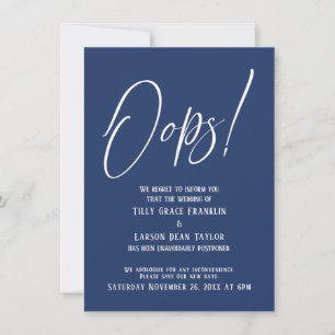 ¡Ups! Graciosa tarjeta de Boda retardada simple de