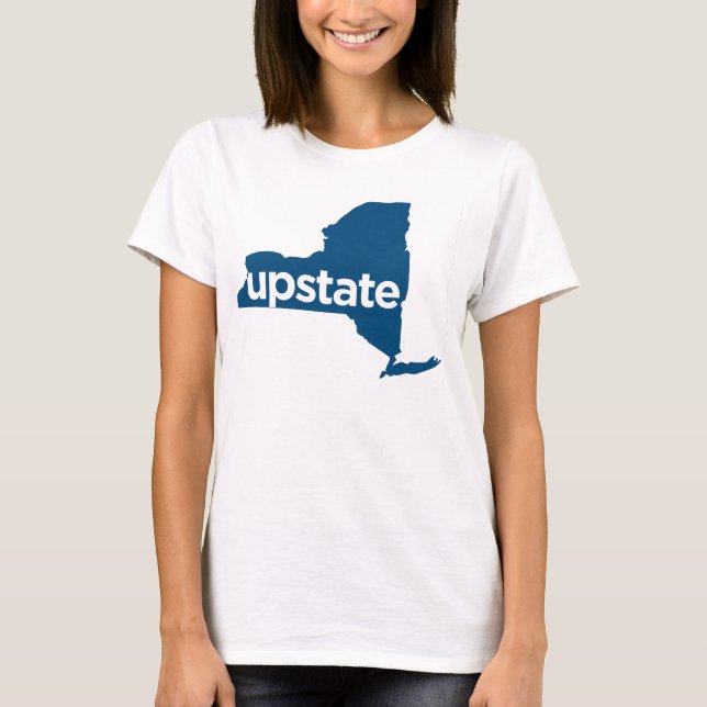 upstate. Camiseta del mapa de Nueva York del flujo (Anverso)