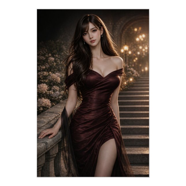 URBAN FLUID ELEGANCE — Crimson Reverie Poster (Anverso)