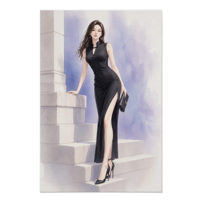 URBAN FLUID ELEGANCE — Midnight Orchid Poster (Anverso)
