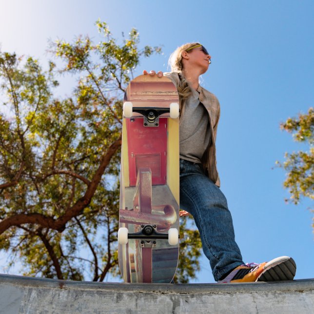 Urban Rustic Cityscape Secret Keeper Skateboard (Exterior 1)