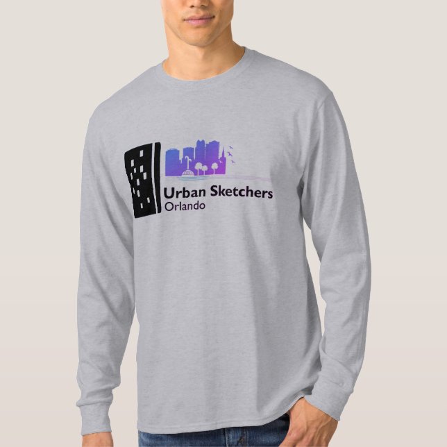 Urban Sketchers Orlando camisa gris de manga larga (Anverso)