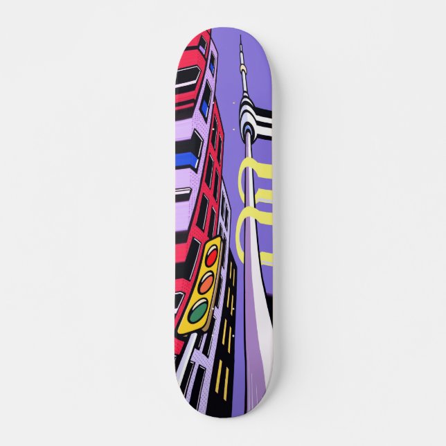 Urban Vibes Skateboard – Bold Pop Art City Design (Anverso )