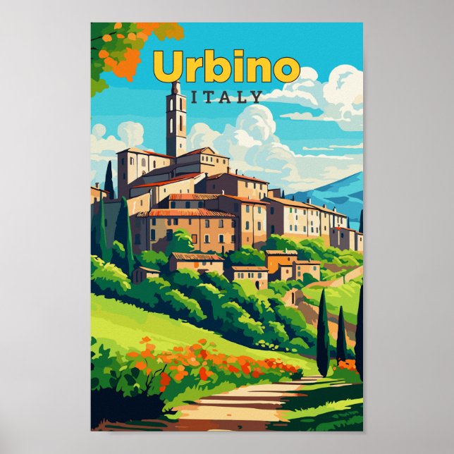 Urbino Italia Viaje Arte Vintage Ilustracion (Frente)