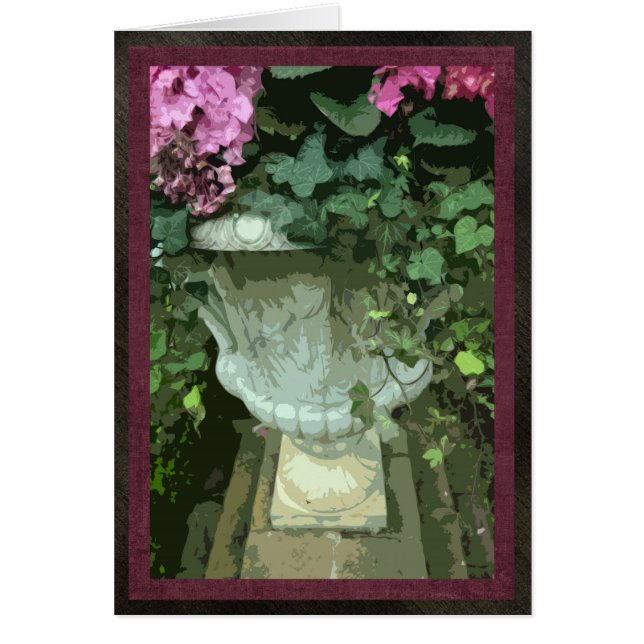 Urna con los hydrangeas, tarjeta, 5" x7", en (Frente)