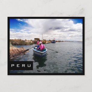 Uros en el lago Titicaca, postal peruana