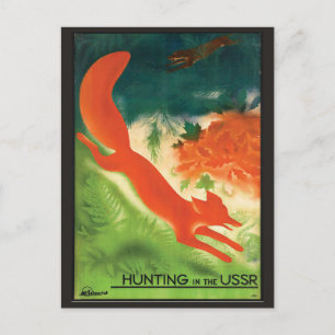 URSS Rusia vintage postal caza zorro