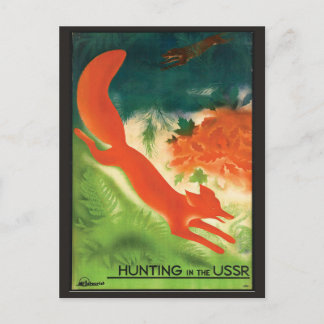 URSS Rusia vintage postal caza zorro