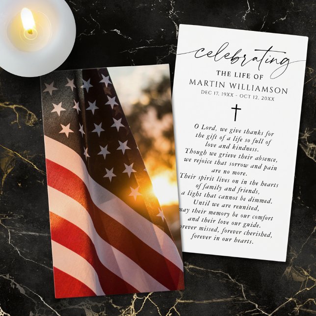 US Flag Cross Memorial Sympathy Prayer Card (Subido por el creador)