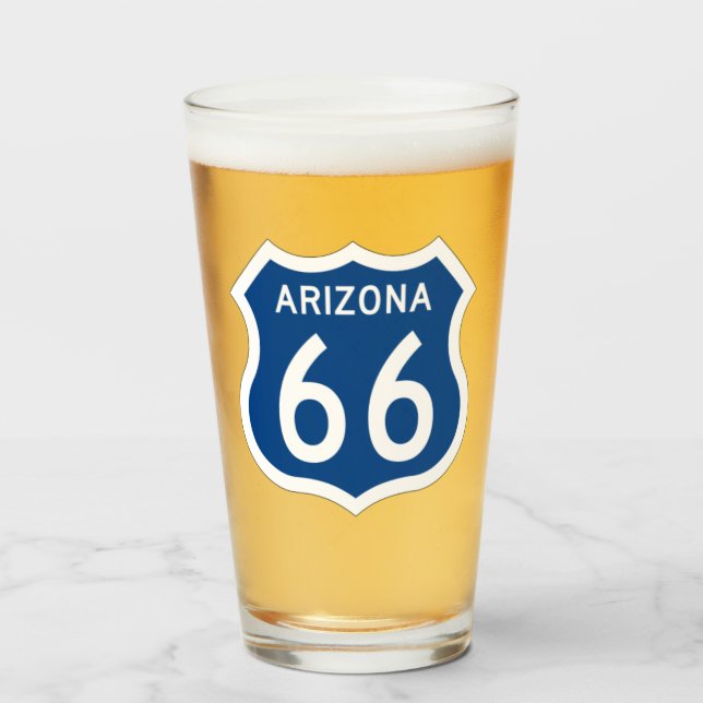 US Route 66 Arizona Pint Beinking Glass (Anverso (lleno))