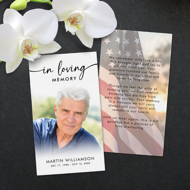 USA Flag Funeral Loving Memory Photo Prayer Cards (Subido por el creador)