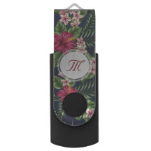 USB monograma de flor hibiscus personalizado