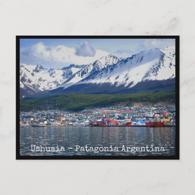 Ushuaia, Patagonia Argentina postal (Anverso)