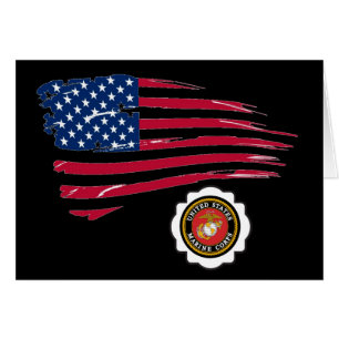 USMC Emblem y la bandera de Estados Unidos