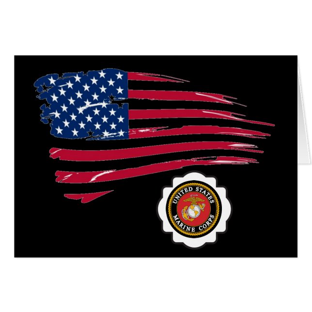 USMC Emblem y la bandera de Estados Unidos (Anverso (Horizontal))