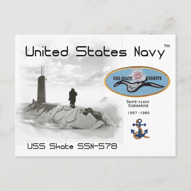 USS SKATE SSN-578 SUBMARINO - POSTAL (Anverso)
