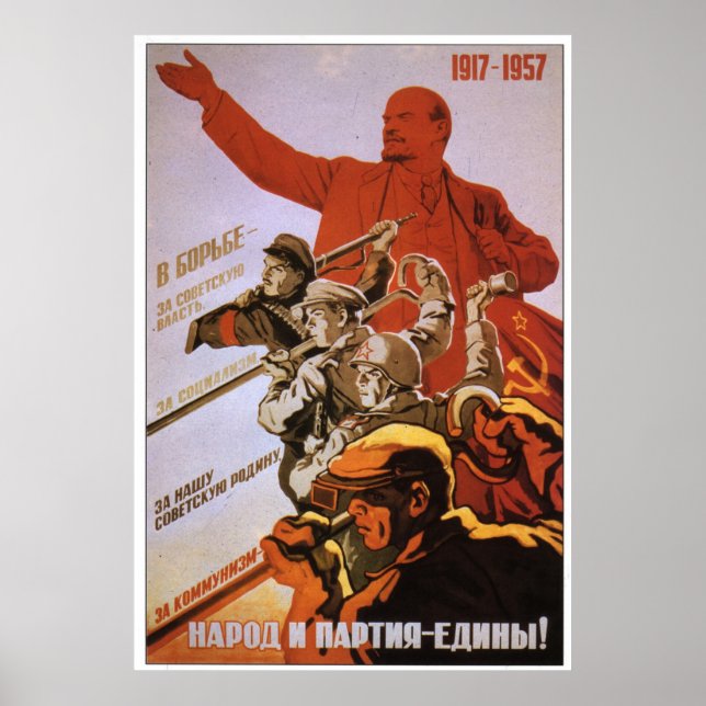 USSR CCCP Guerra Fría Posters de propaganda de la  (Frente)