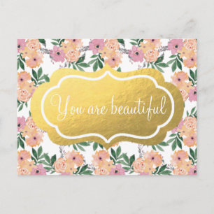 Usted es hermosa tarjeta postal de patrón floral
