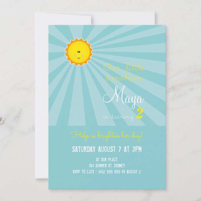 Usted es mi invitación del cumpleaños de la sol - (Anverso)