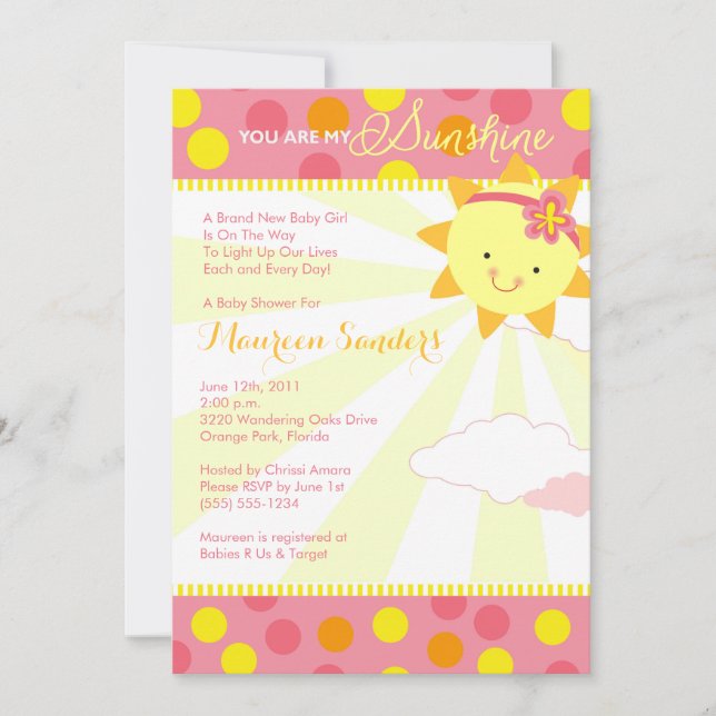Usted es mis invitaciones de Baby Shower de la sol (Anverso)