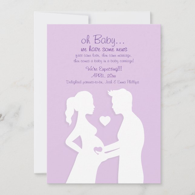 Usted + Me = Tres invitaciones de Embarazo (Anverso)