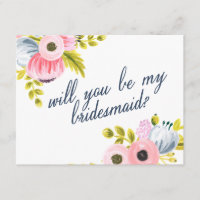 ¿USTED SERÁ MI DAMA DE HONOR? tarjeta pintada a