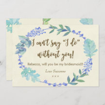 usted será mi marfil floral azul de la tarjeta de