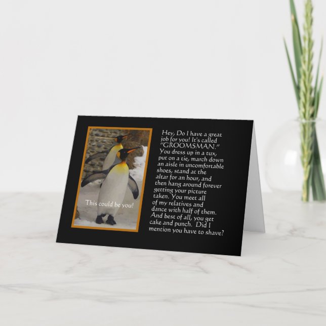 ¿Usted será mi padrino de boda? Tarjeta del humor (Anverso)