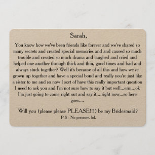 ¿Usted será por favor mi dama de honor? Tarjeta de