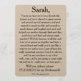 ¿Usted será por favor mi dama de honor? Tarjeta de