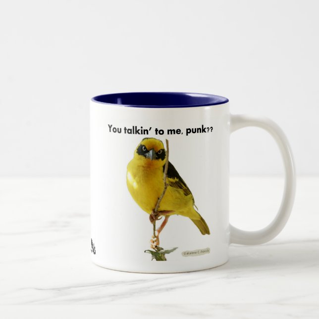 ¿Usted talkin a mí, punk? Taza de café de LOLBirds (Derecha)