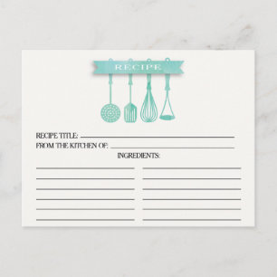Utensilios de acuarela Tarjetas de recetas de duch
