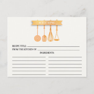 Utensilios de acuarela Tarjetas de recetas de duch