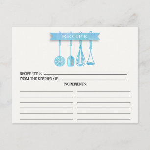 Utensilios de acuarela Tarjetas de recetas de duch