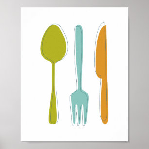 Utensilios de Cocina Coloridos Arte de Pared de Mi