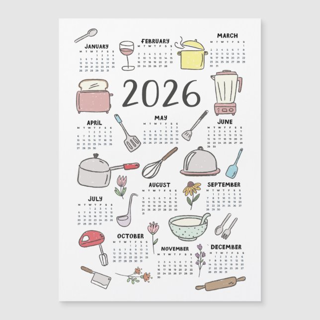 Utensilios de cocina del calendario 2026 (Anverso)