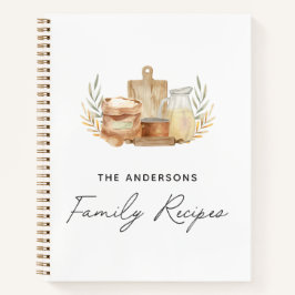 Utensilios de cocina Libro de recetas de acuarela