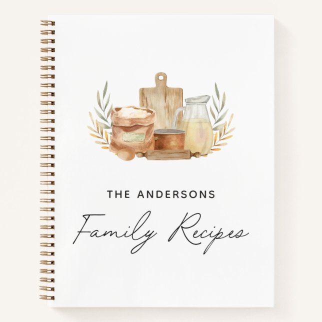 Utensilios de cocina Libro de recetas de acuarela  (Anverso)