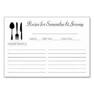 Utensilios de cocina Tarjetas de receta para ducha