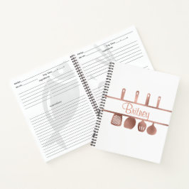 Utensilios de los libros de cocina de la receta de