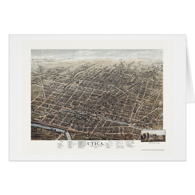 Utica, mapa panorámico de NY - 1873 (Anverso (Horizontal))