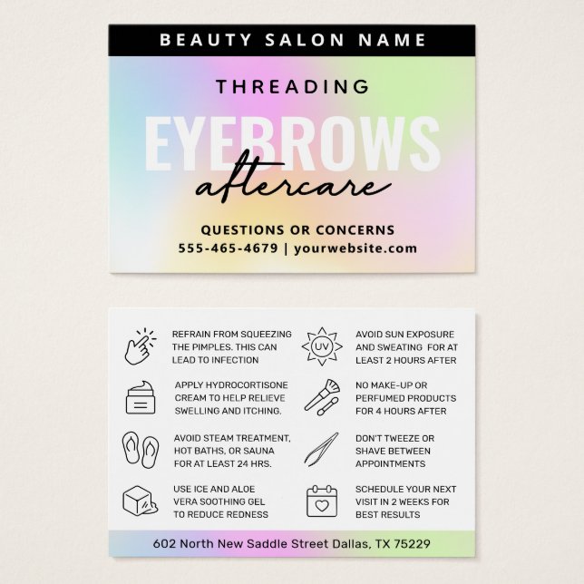 UV Gloss Rainbow Eyebrow Threading Afcare (Anverso y reverso)