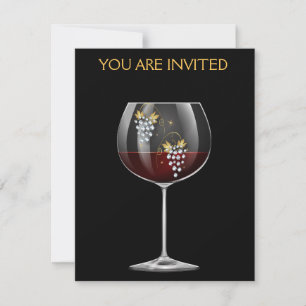 Uvas de diamante - Invitación de vidrio de vino de