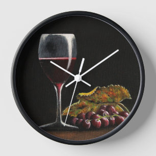 Uvas de vino de reloj de pared