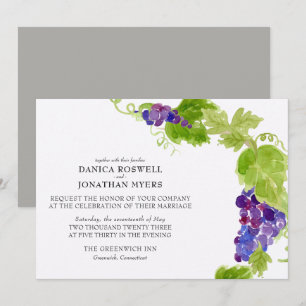 Uvas en la invitación a la Boda de Vino