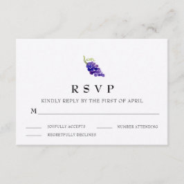 Uvas en la tarjeta RSVP Boda de Vino